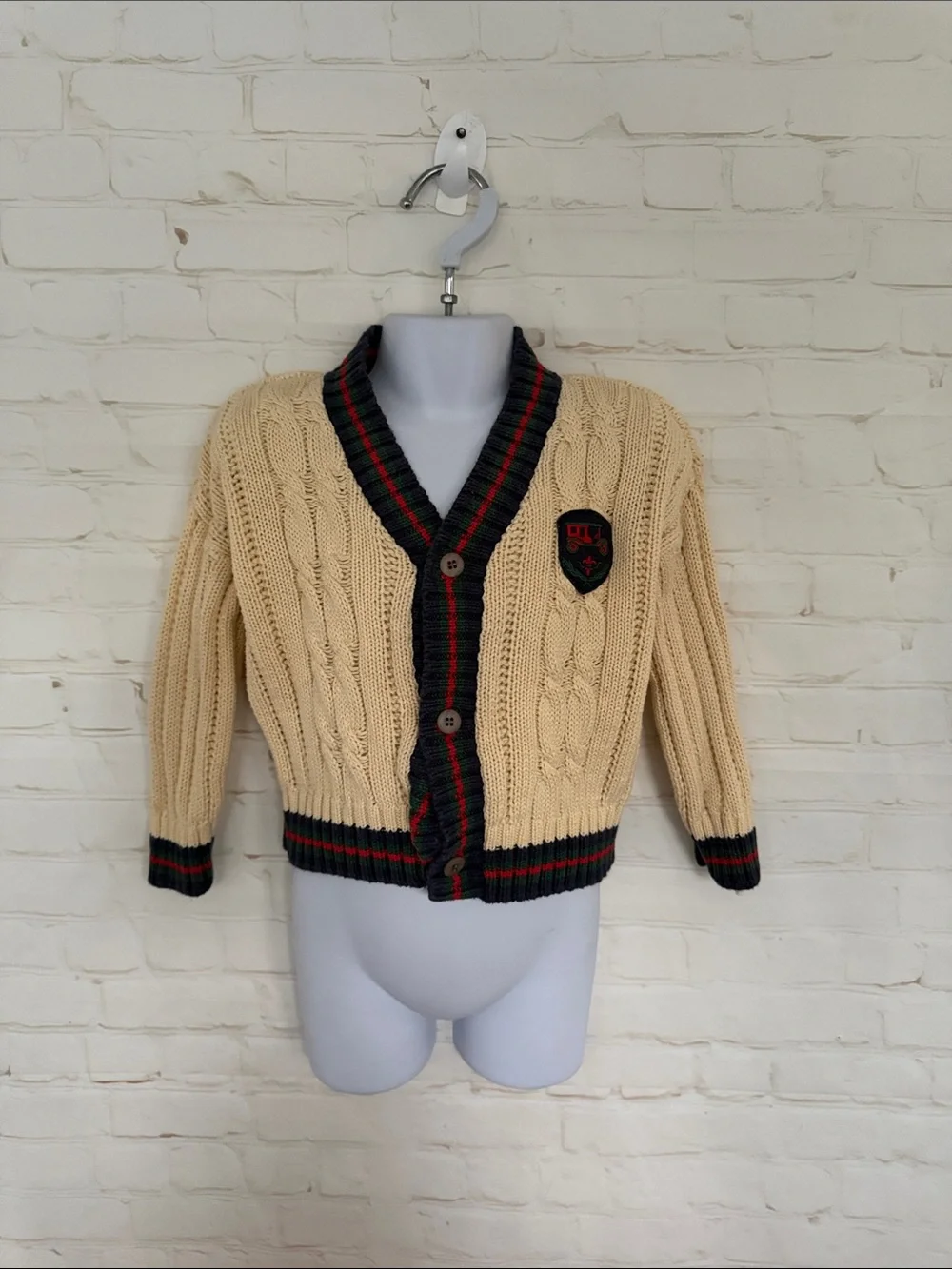90’s VTG HARTSTRINGS BABY Cream Knit Baby sweater Trim SIZE 24mos